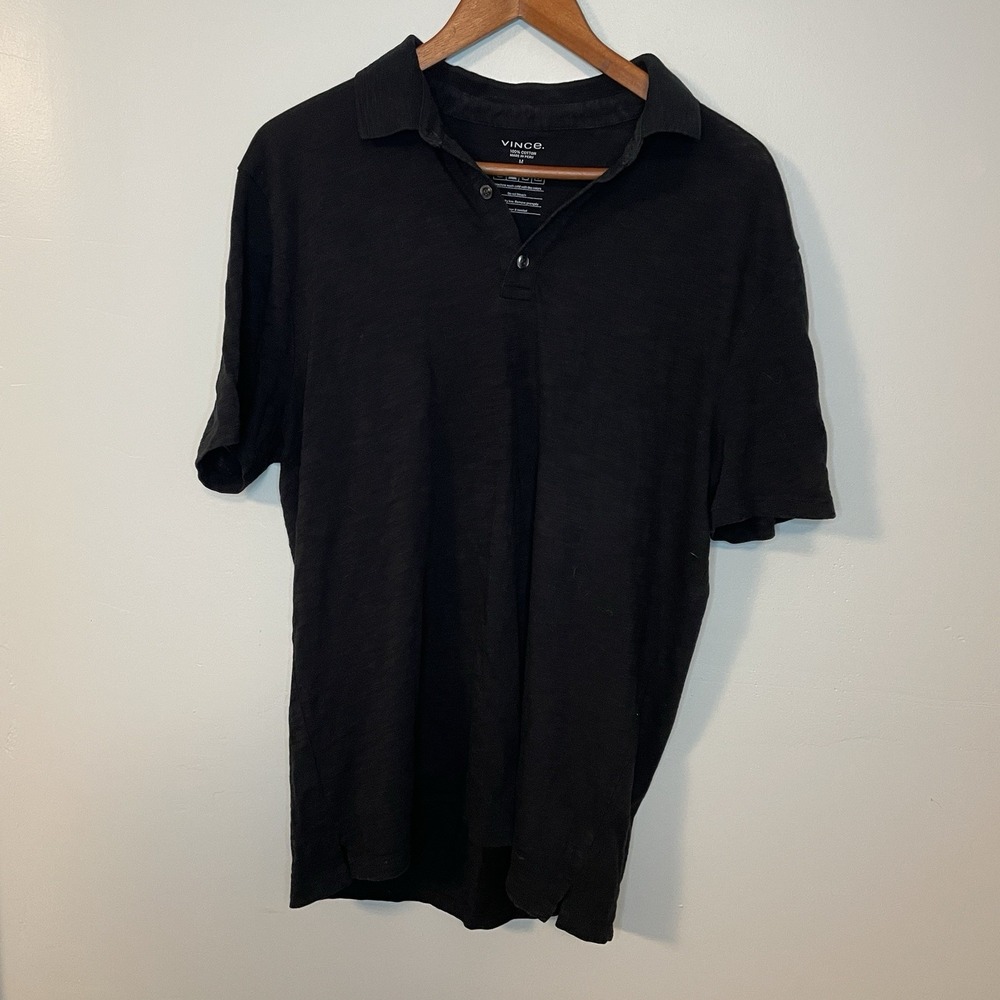 VINCE Cotton Polo Shirt Mens Black Size M‎ Preppy Business Casual